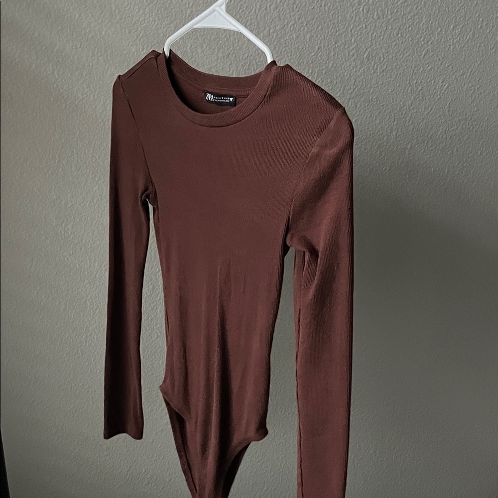 Zara Chocolate Long Sleeve Bodysuit
